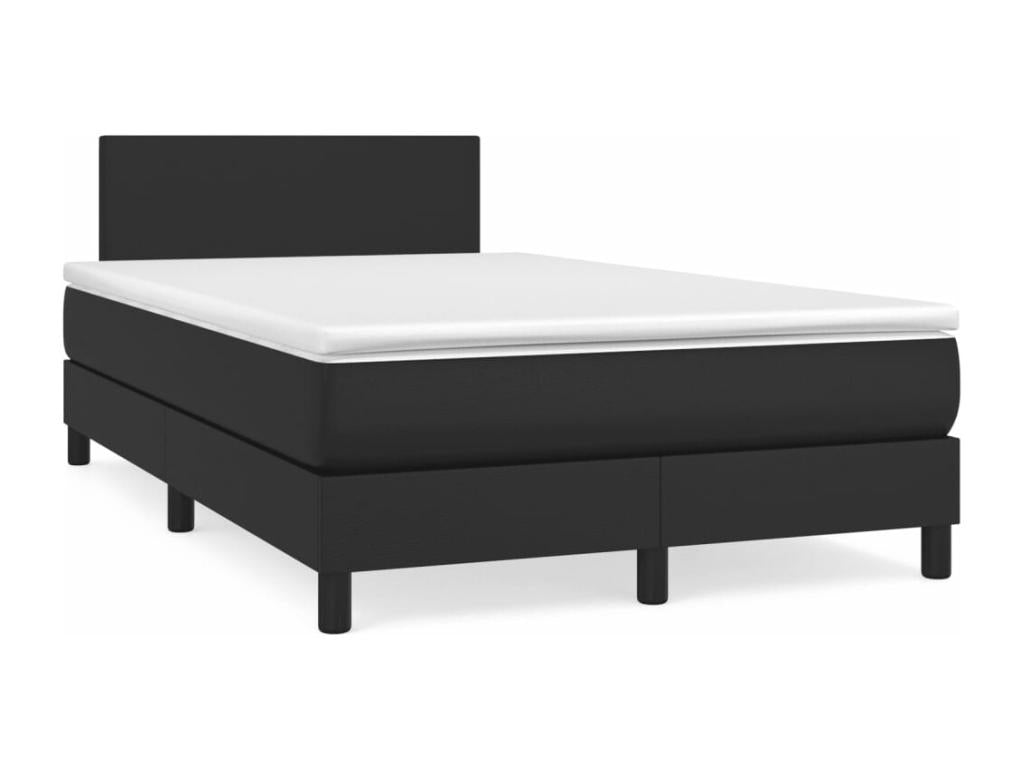 Lysvia bed base with LED mattress, black, 120x190 cm, faux leather, ILGQ76492