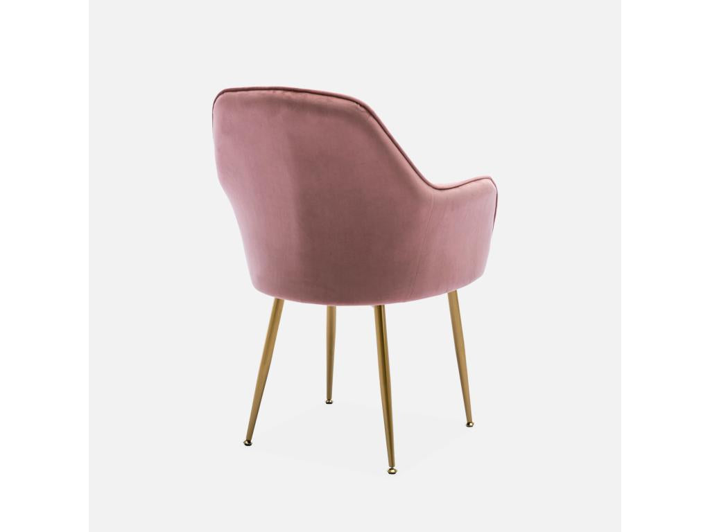 Armchair in old rose velvet with gold metal legs - Shella W 58 x D 58 x H 85 ASLO95188