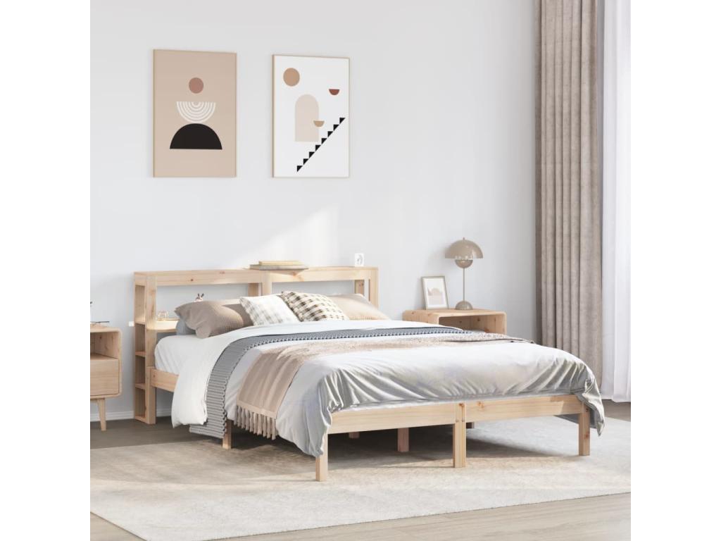 Bed frame without mattress 150x200 cm solid pine wood YEFW00386
