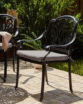 Set of 4 garden chairs with cushions, black metal, OYSR45970