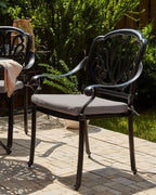 Set of 4 garden chairs with cushions, black metal, OYSR45970