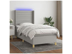 Lysvia bed base with LED mattress, light grey, 80x200 cm, fabric SYLD60768