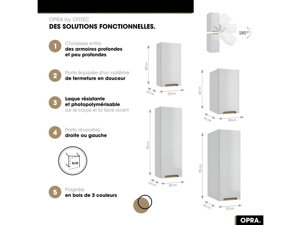 Wall cabinet - White - 30x60x22 cm DDSA78136