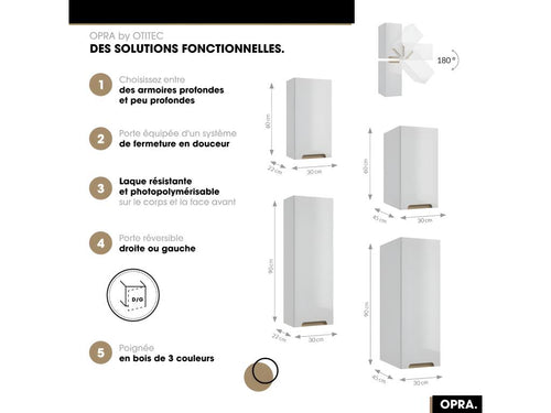 Wall cabinet - White - 30x60x22 cm DDSA78136