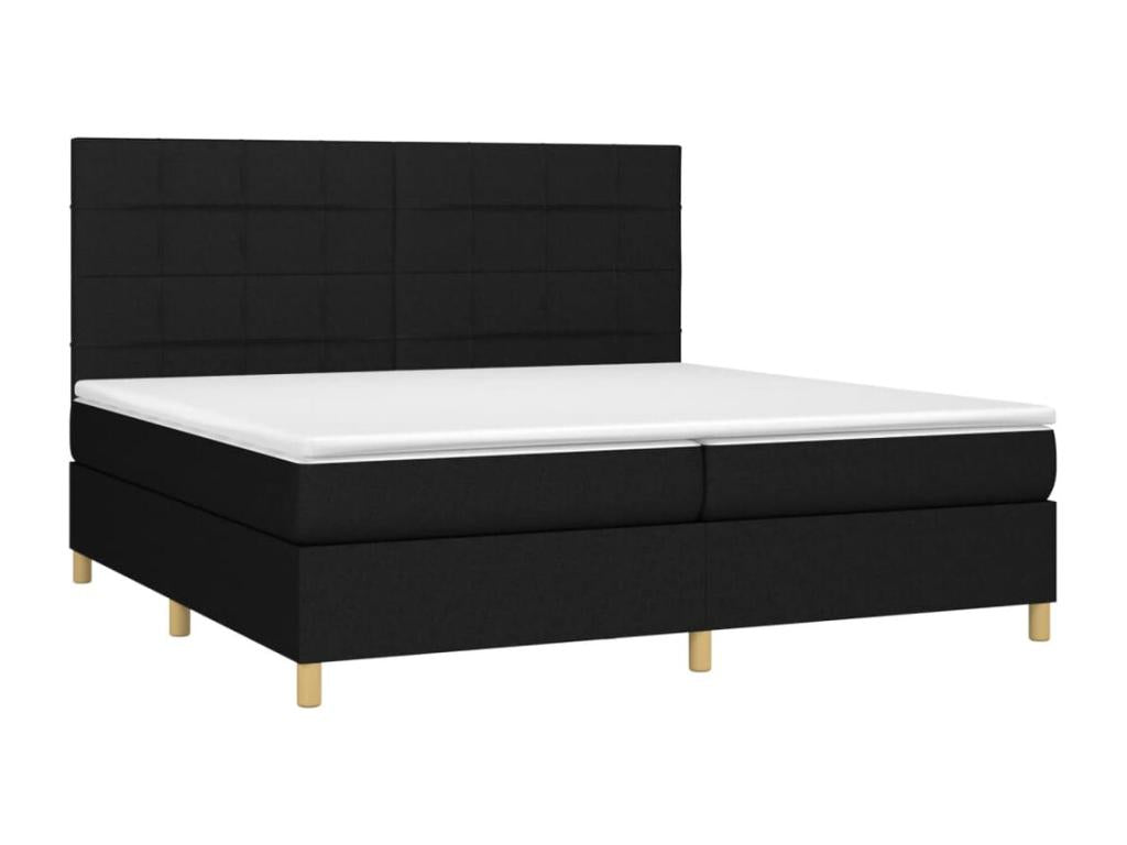 Upholstered bed base with mattress, black, 200x200 cm, fabric WYTK88804