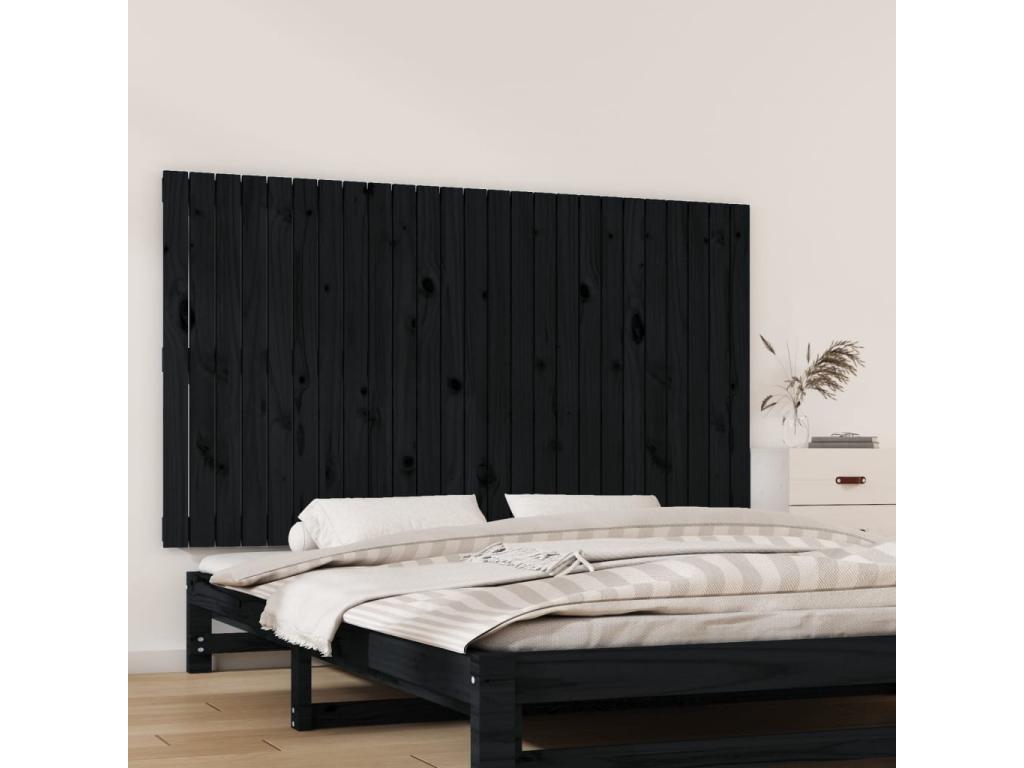 Wall-mounted headboard, black, 159.5x3x90 cm, solid pine wood, EHIJ02039