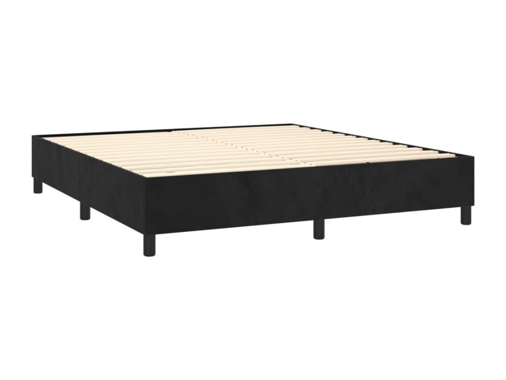 Lysvia bed base with LED mattress, black, 180x200cm, velvet, KMQV90209