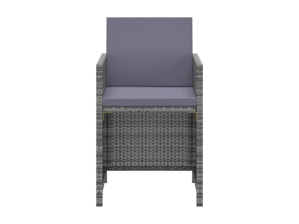 3-Piece Garden Dining Set and Cushions, Wicker Resin, Grey WODP11557