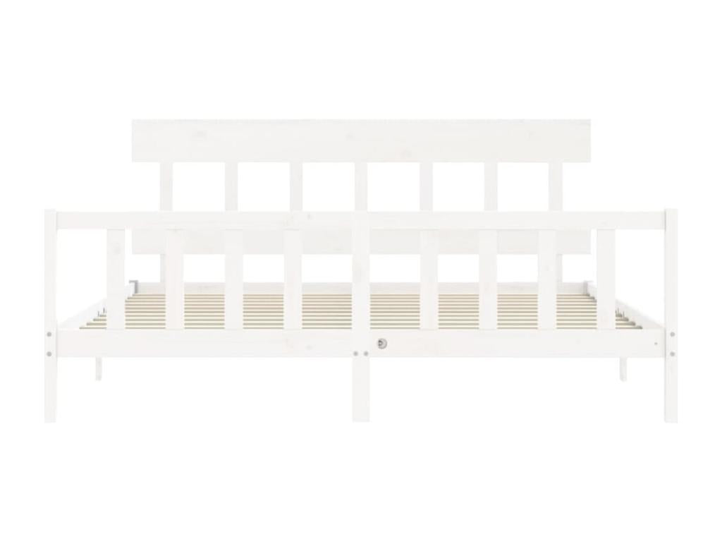 Bed frame with white headboard 200x200 solid wood OYGD79540
