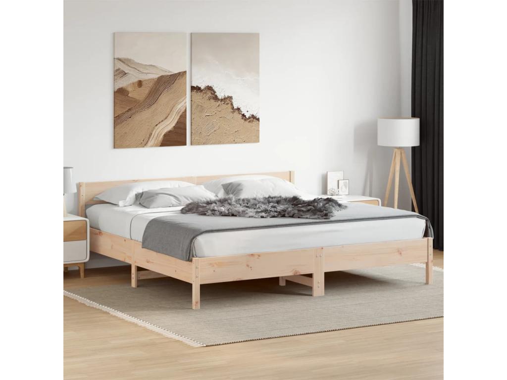 Bed frame without mattress 180x200 cm solid pine wood OPOK39176