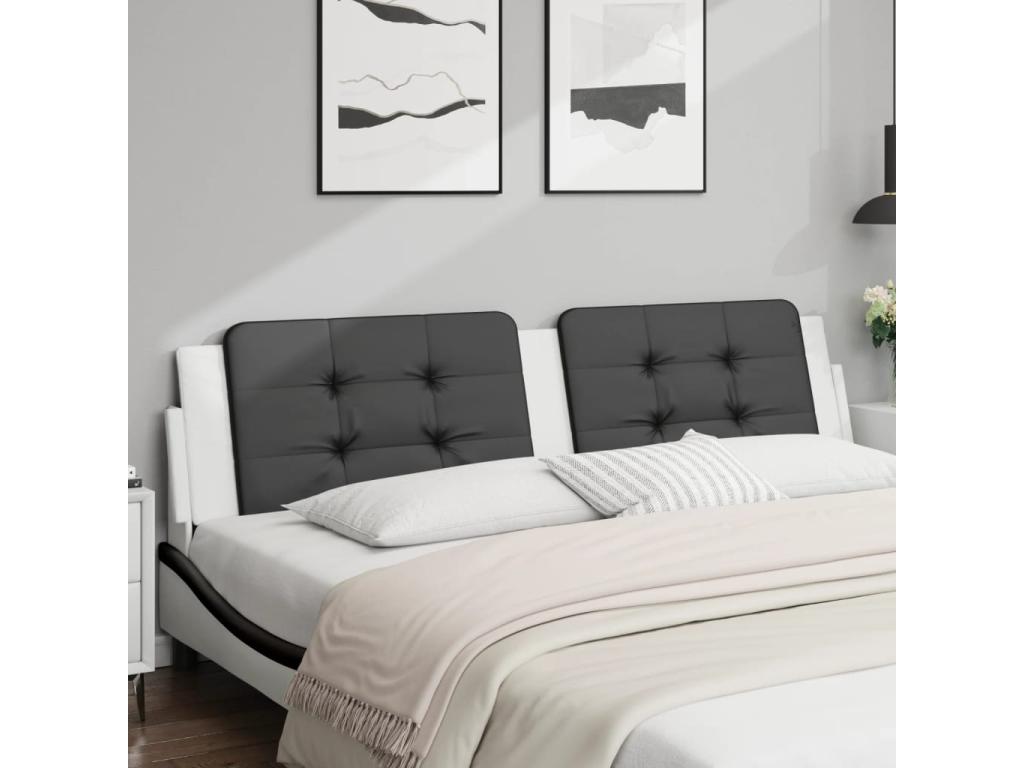 Black and white headboard cushion 200 cm faux leather NZHS09126