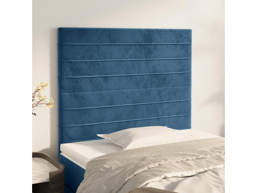 2-piece headboard set, dark blue, 90x5x78-88 cm, velvet, UJQC95308