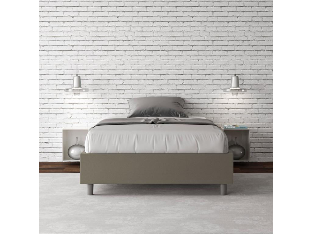 Single bed frame with upholstered slatted base 120x210 cm, cappuccino faux leather, Lysvia WZZR38910