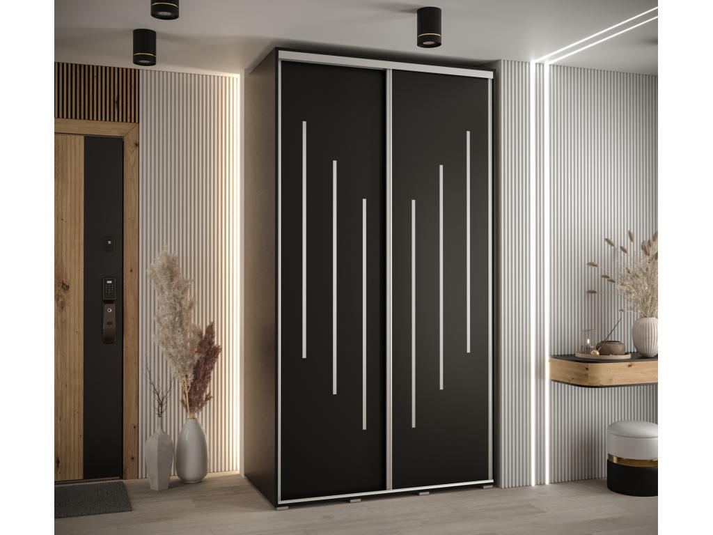 8-Door Sliding Wardrobe 235.2/140/45 2 Doors Black/Black/Silver WTYY62546