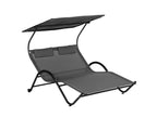 2-seater sun lounger, contemporary design garden bed, adjustable canopy, steel headrests, epoxy polyester, grey YTYP36735