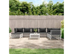 Garden furniture set with cushions, 9 pieces, white steel AADP04817