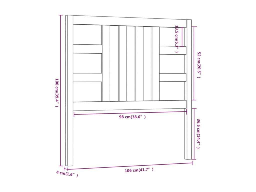 Headboard 106x4x100 cm Solid pine wood JPVE11510