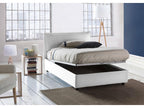 Double bed with storage bed, fabric upholstery, Made in Italy, Front opening, with 120x190 cm mattress included, White NJTE97116