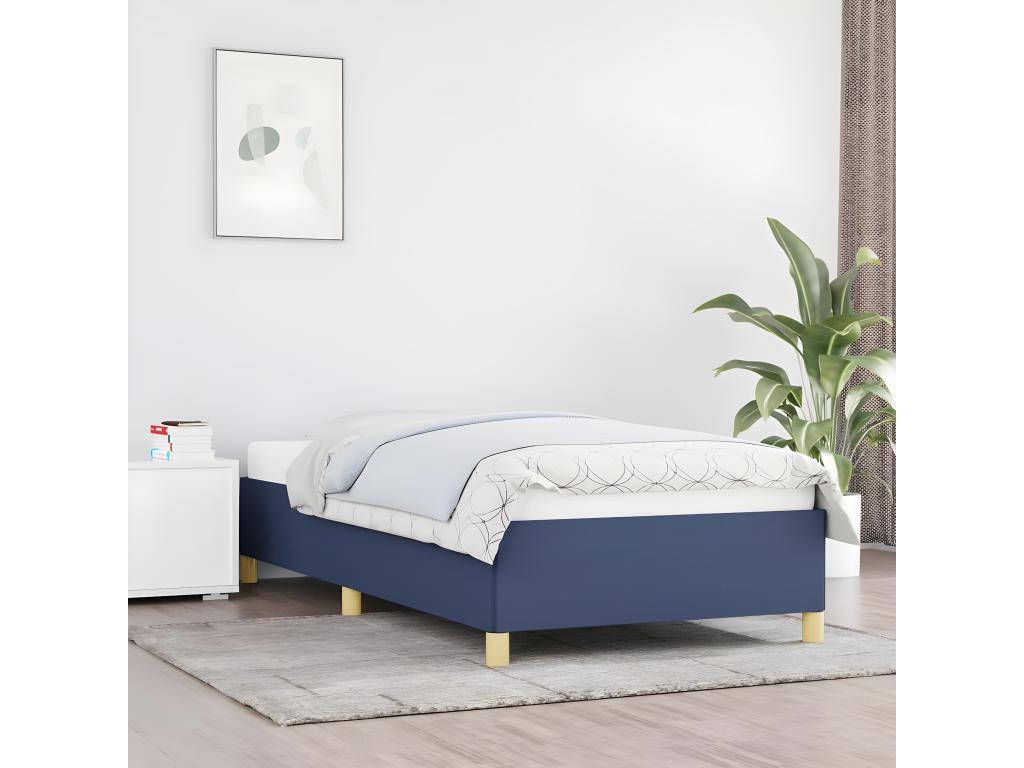 Bed frame without mattress, blue, 90x190 cm, fabric, HSZP06477