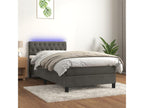 Upholstered bed base and mattress with LED lighting, Dark Grey, 90x200cm, Velvet, VZRE79554