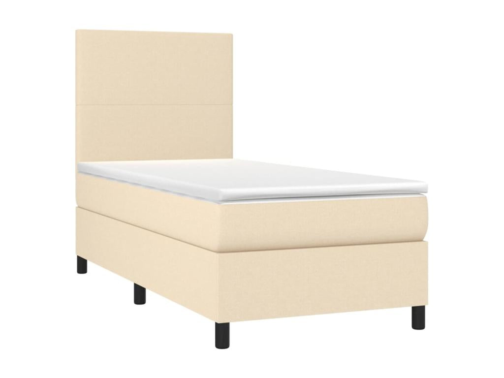 Upholstered bed base with mattress, Cream, 80x200 cm, Fabric VANL39849