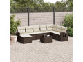 Garden furniture set with cushions, 9 pieces, brown woven resin, JQIP68540