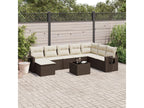 Garden furniture set with cushions, 9 pieces, brown woven resin, JQIP68540