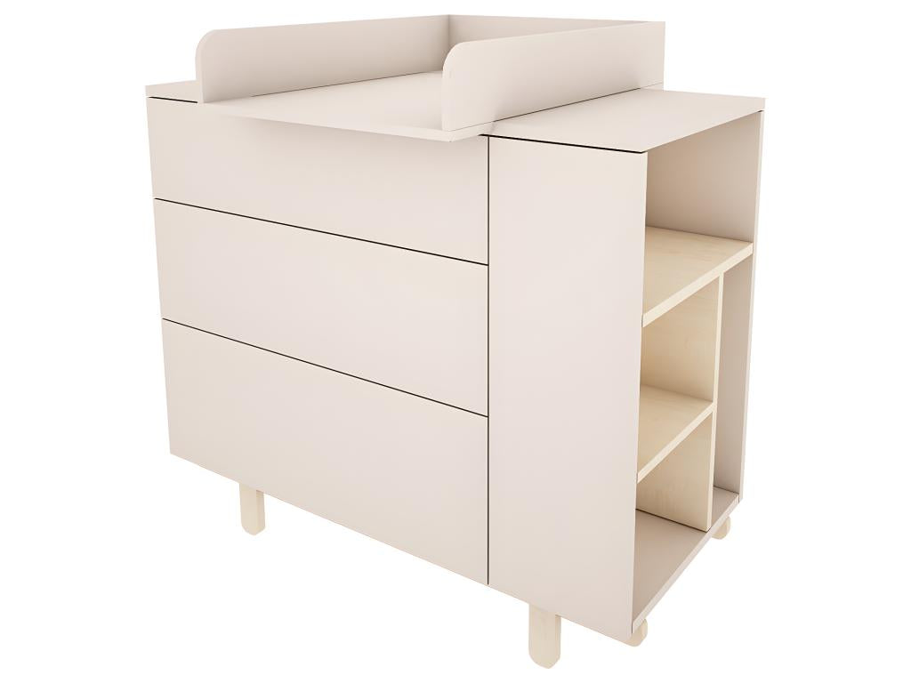 Complete bedroom set including convertible bed (70x140cm), changing table and 2-door wardrobe Lysvia - Beige KRUD61789