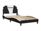 Black and white bed frame without mattress, 100x200 cm, faux leather, DWSJ03679