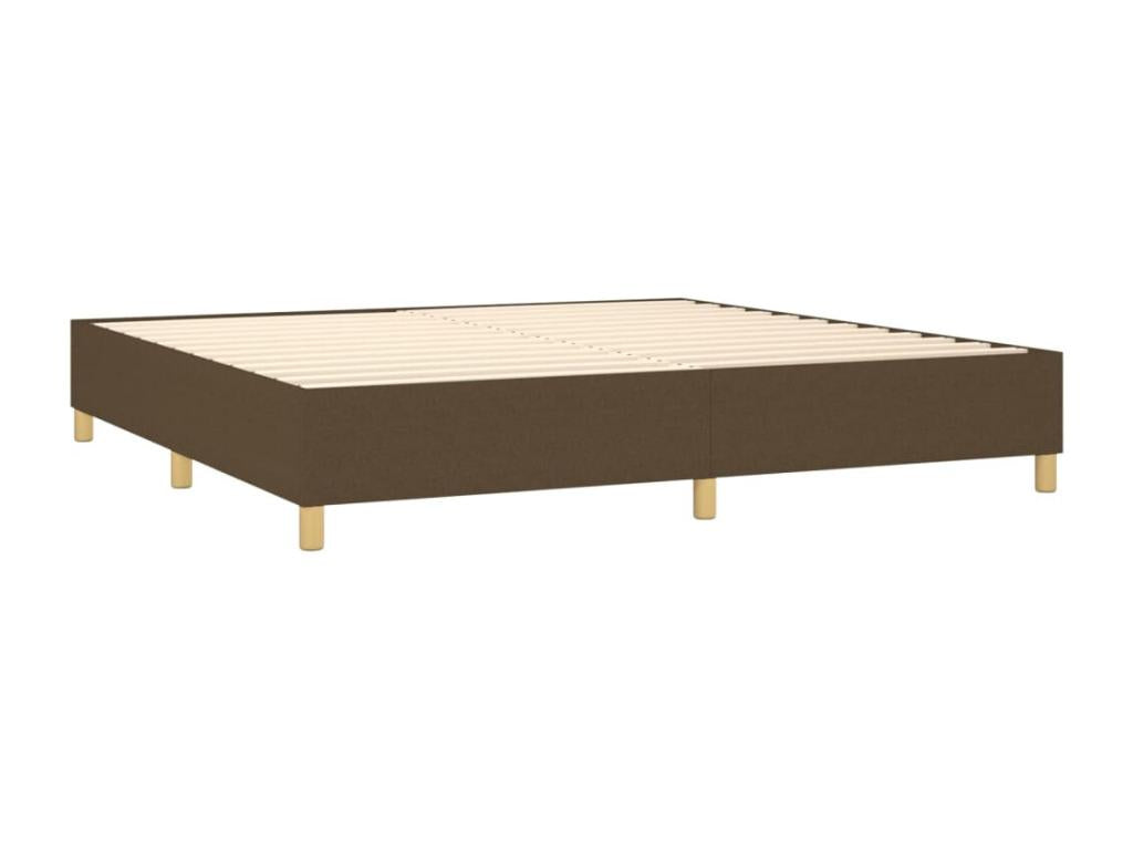 Upholstered bed base with mattress and LED lighting, dark brown, 200x200 cm, fabric ZRTD34513
