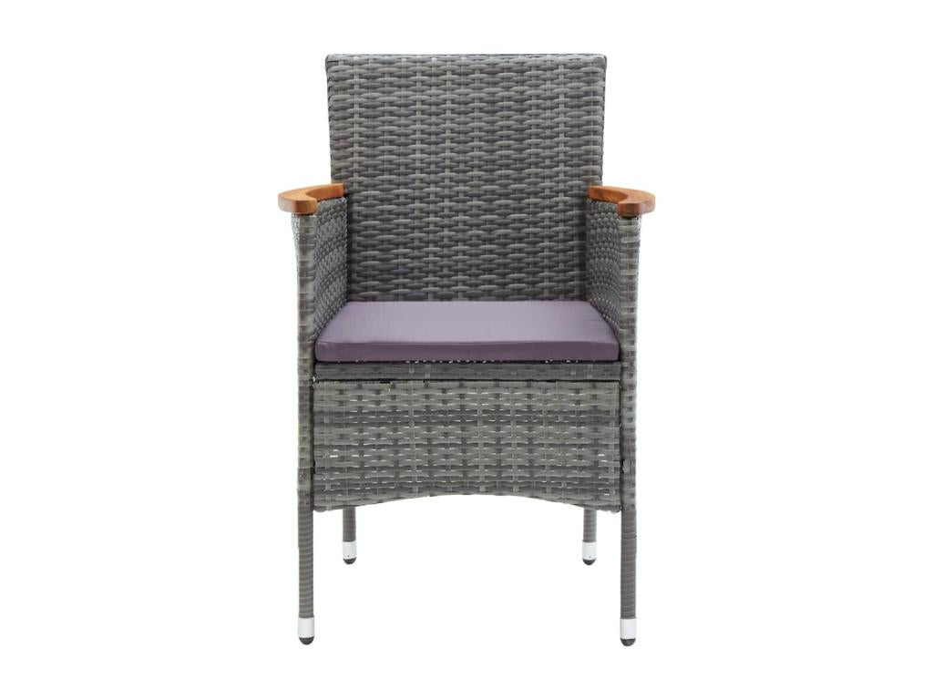 Lysvia 3-piece set, braided resin and tempered glass, grey FBXI50499