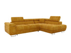 Lysvia Eliferu 100 Yellow Corner Sofa with Sleeping Function and Bedding Box, 274cm, CUMA33793
