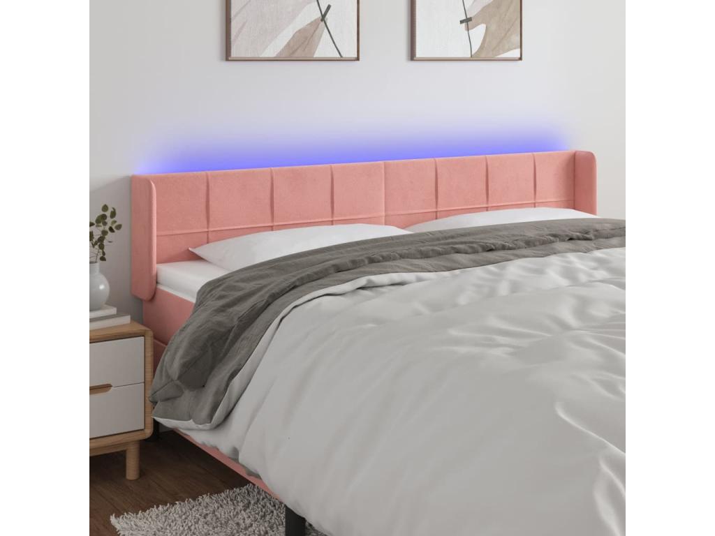 Pink LED Headboard 163x16x78/88 cm Velvet RJRG38056