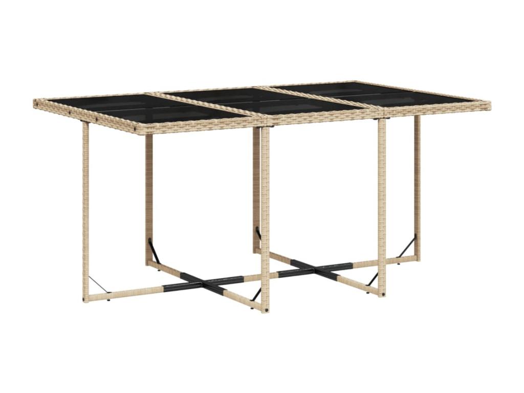 7-piece beige poly rattan garden dining set and cushions WSOS04910