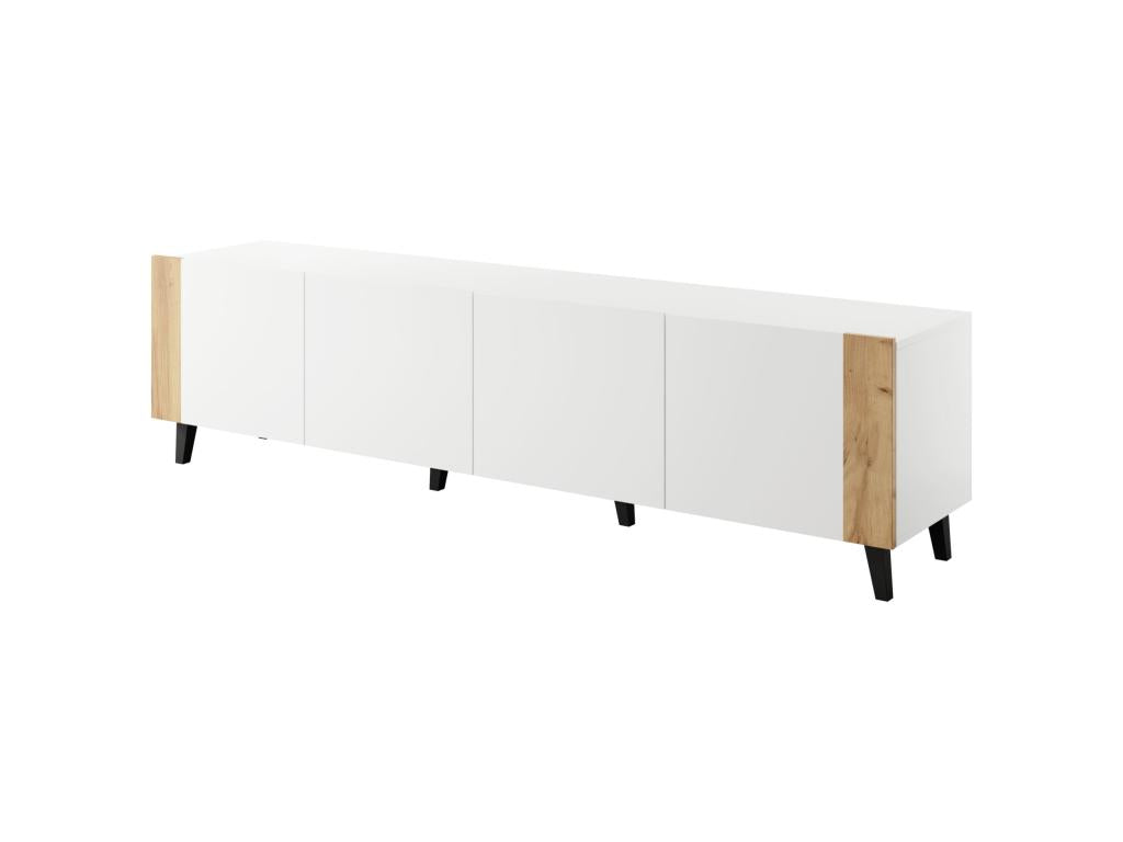 Lysvia TV unit 200 cm - 4 doors - matte white / craft oak LRQY49239