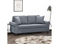 2-seater sofa with dark grey cushions, 140 cm, velvet, PQGB57687