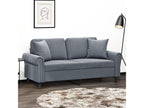 2-seater sofa with dark grey cushions, 140 cm, velvet, PQGB57687