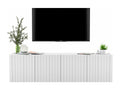 TV stand with 4 doors - Matte white body, matte white grooved fronts - 150 cm IIHF50407