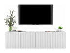 TV stand with 4 doors - Matte white body, matte white grooved fronts - 150 cm IIHF50407