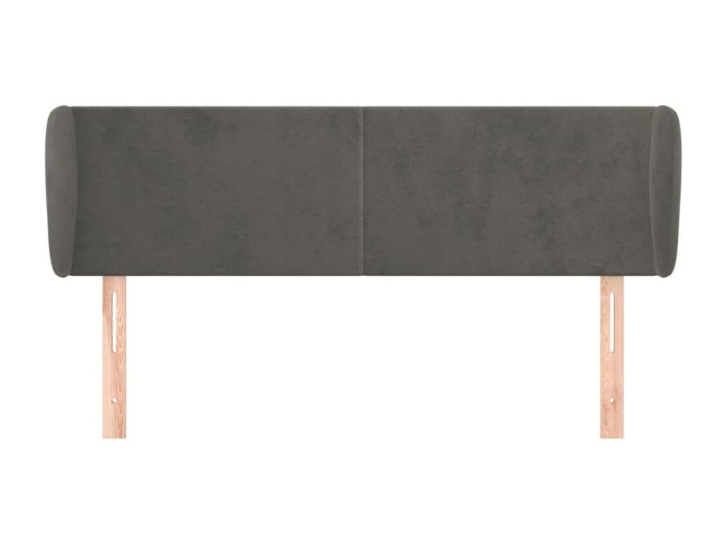 Headboard with wings, Dark Grey, 147x23x78/88 cm, Velvet, ZBDE81595