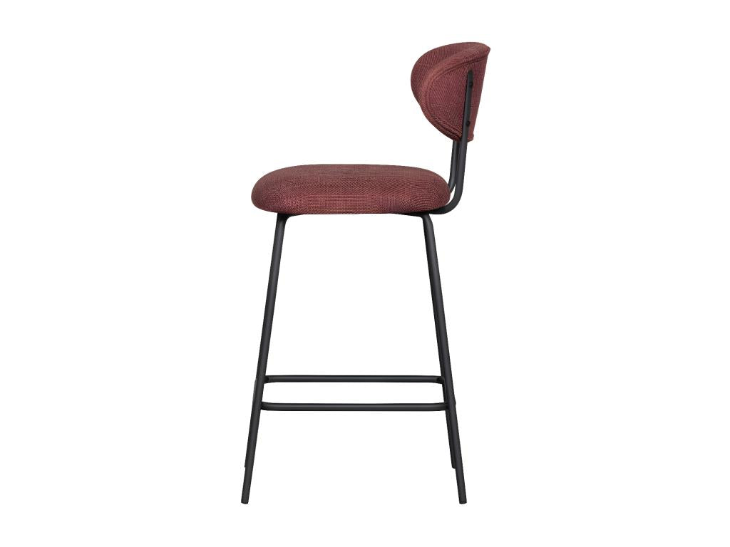 Lysvia - Set of 2 fabric and metal bar stools, 66cm high - Bordeaux HBSI21120