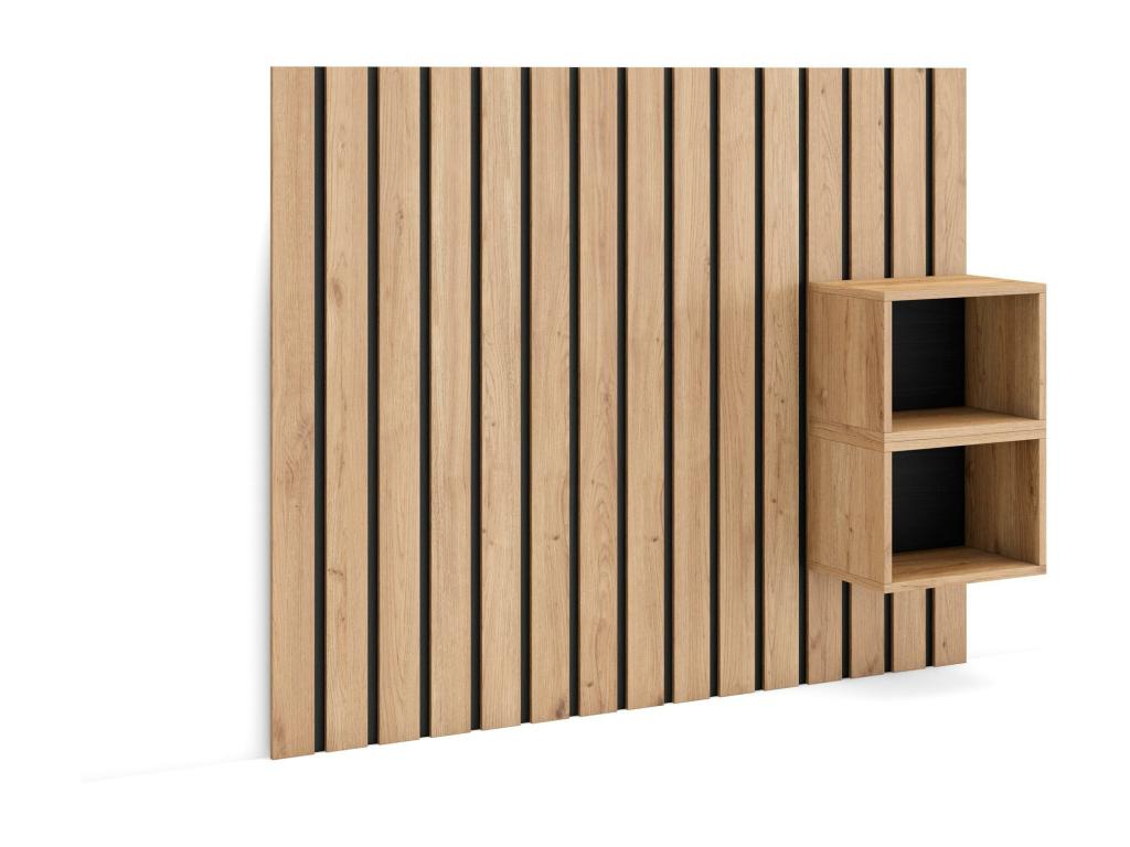 Headboard 133x107x3 cm, Bed 80x90x110 cm, Wall Panels, Oak LGNV49205