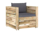 2-piece garden furniture set with cushions, green impregnated wood XYYD92060