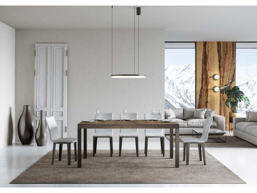 Extendable table 90x160/264 cm Everyday Premium Walnut Anthracite frame MSJR65807