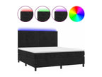 Lysvia bed base with LED mattress, black, 180x200cm, velvet, KMQV90209