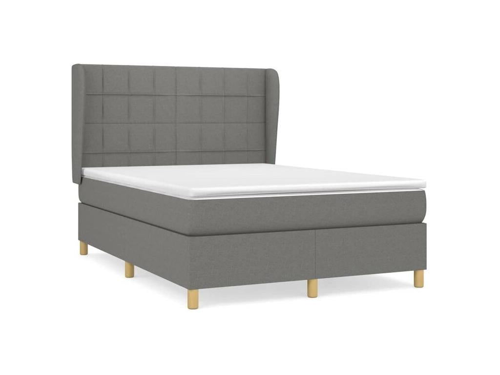 Lysvia bed base with mattress, dark grey, 140x190 cm, fabric, YDZM68356