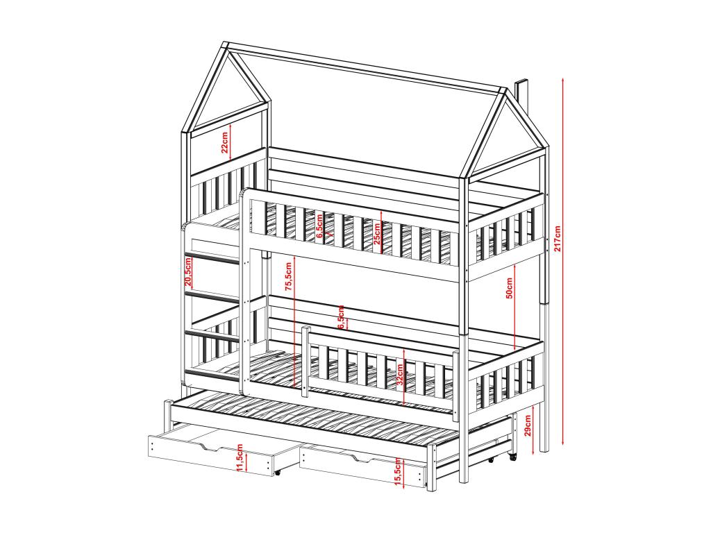 Cabin bed HB014 80x190 cm Beige XIQM82738
