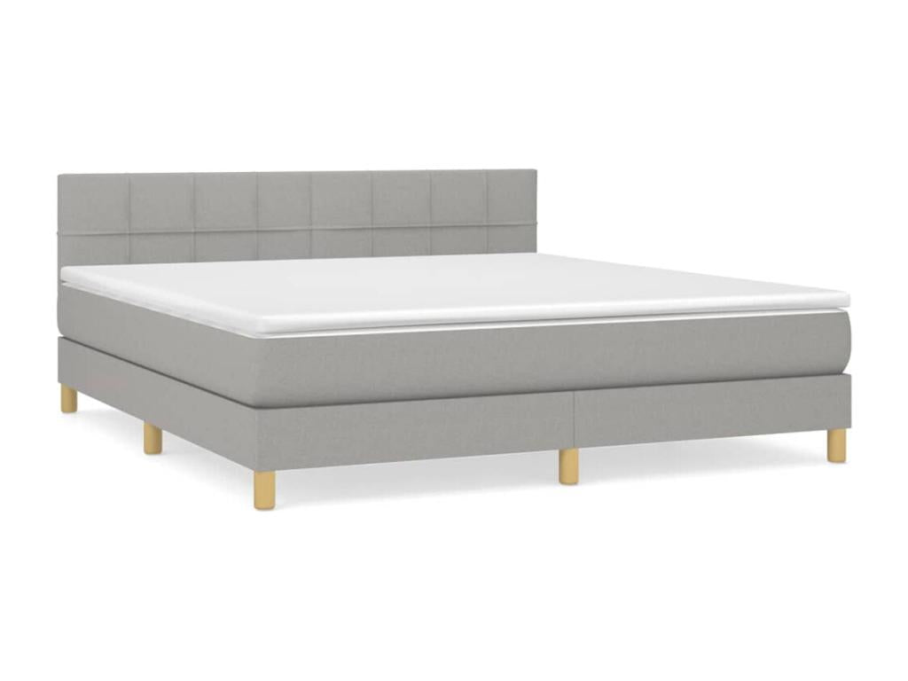 Upholstered bed base with mattress, light grey, 180x200cm, fabric DCHT78371