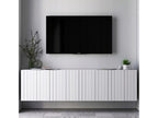 TV stand with 4 doors - Matte white body, matte white grooved fronts - 150 cm IIHF50407