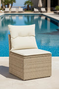 8-piece beige resin wicker garden furniture set with cushions UFAE63934